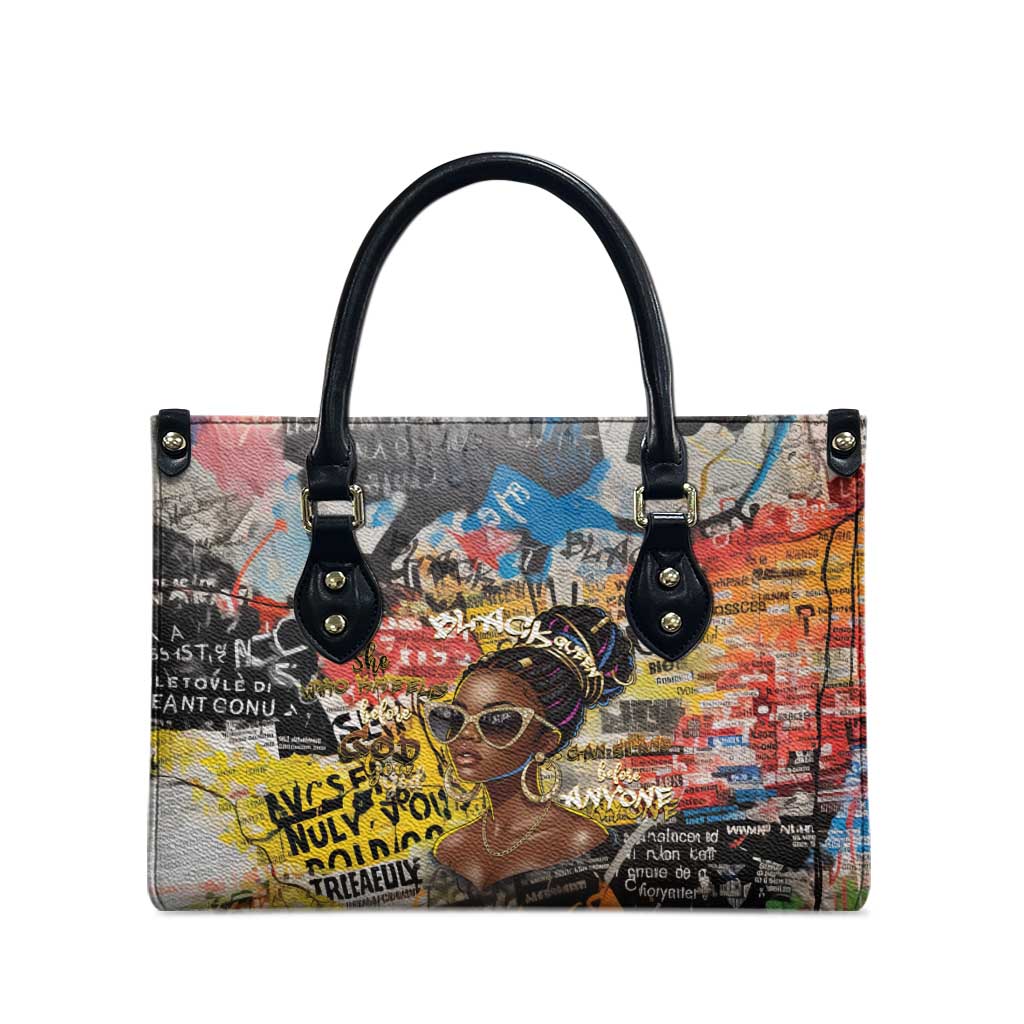 Black Her Story Graffiti Queen Leather Bag Black Woman Empowerment - African Pride