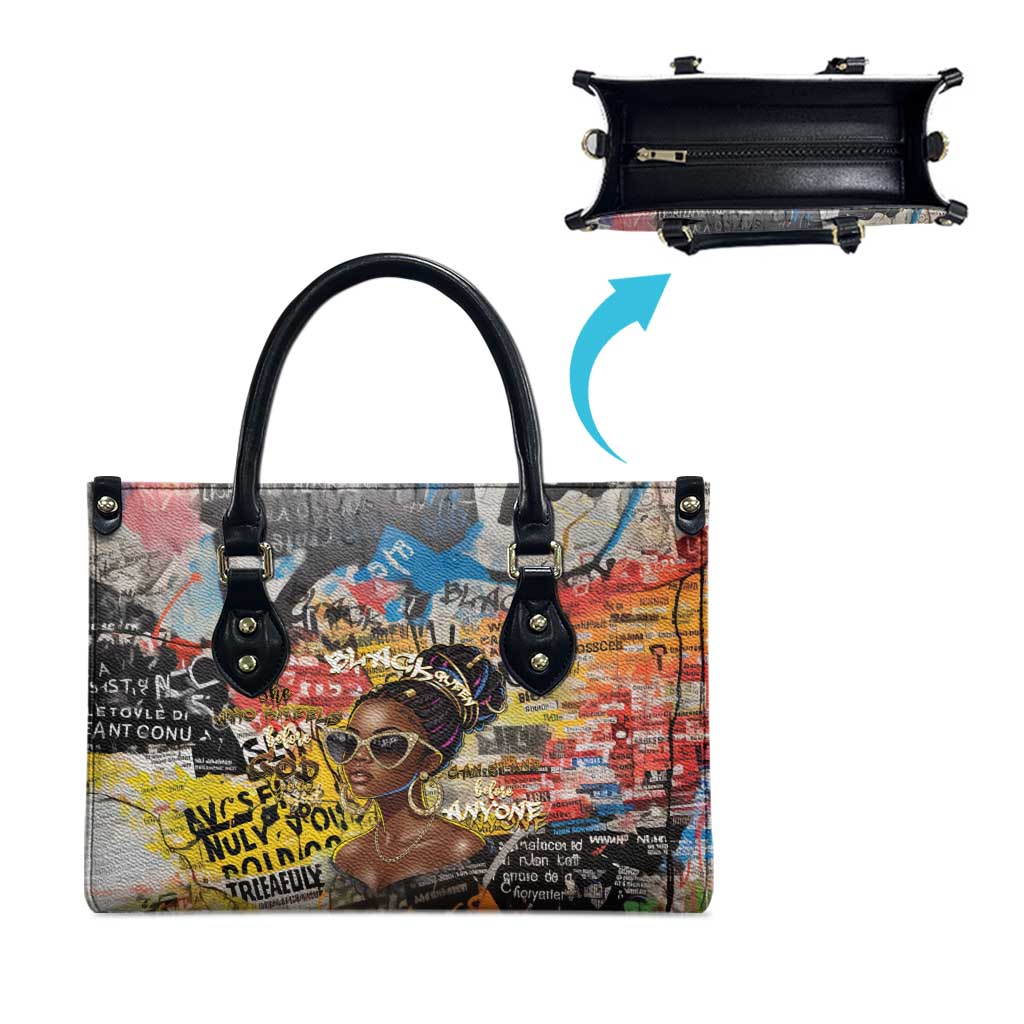 Black Her Story Graffiti Queen Leather Bag Black Woman Empowerment - African Pride