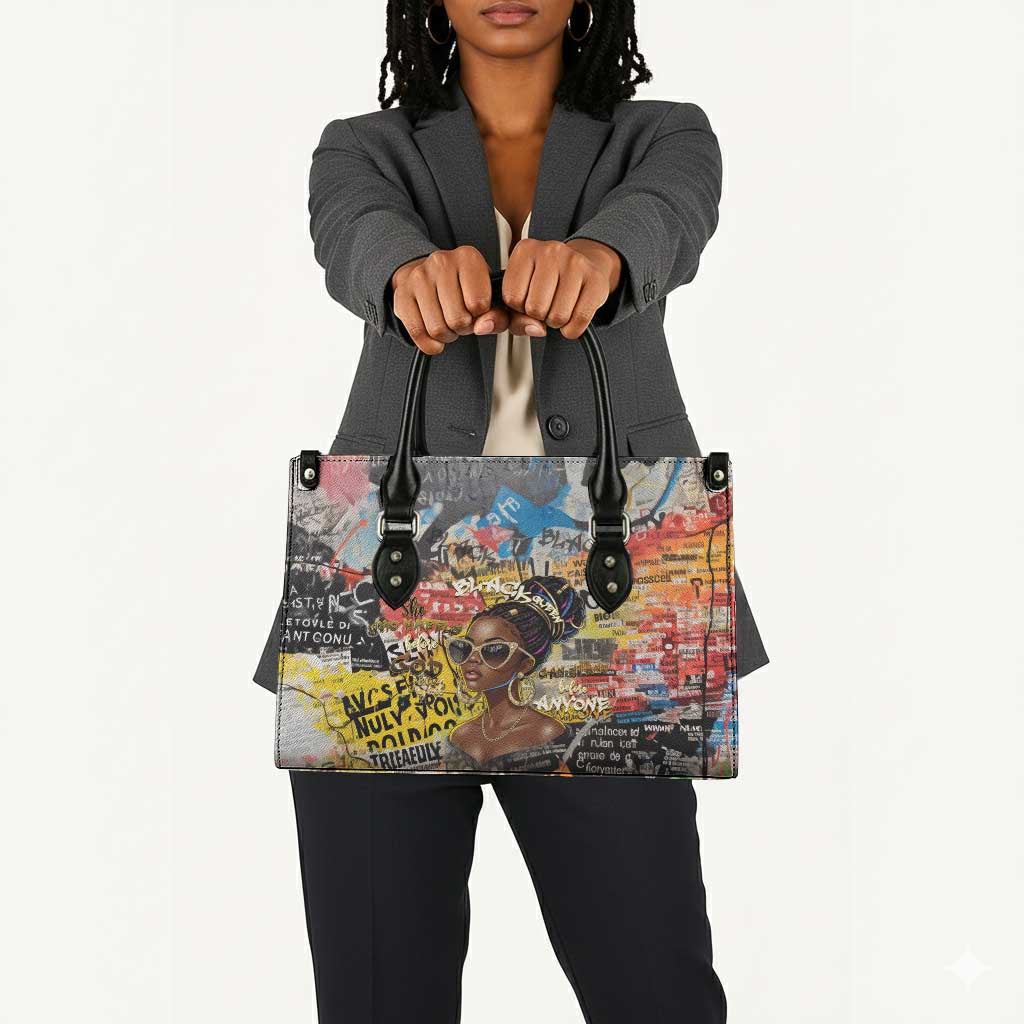 Black Her Story Graffiti Queen Leather Bag Black Woman Empowerment - African Pride