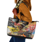 Black Her Story Graffiti Queen Leather Tote Bag Black Woman Empowerment - African Pride
