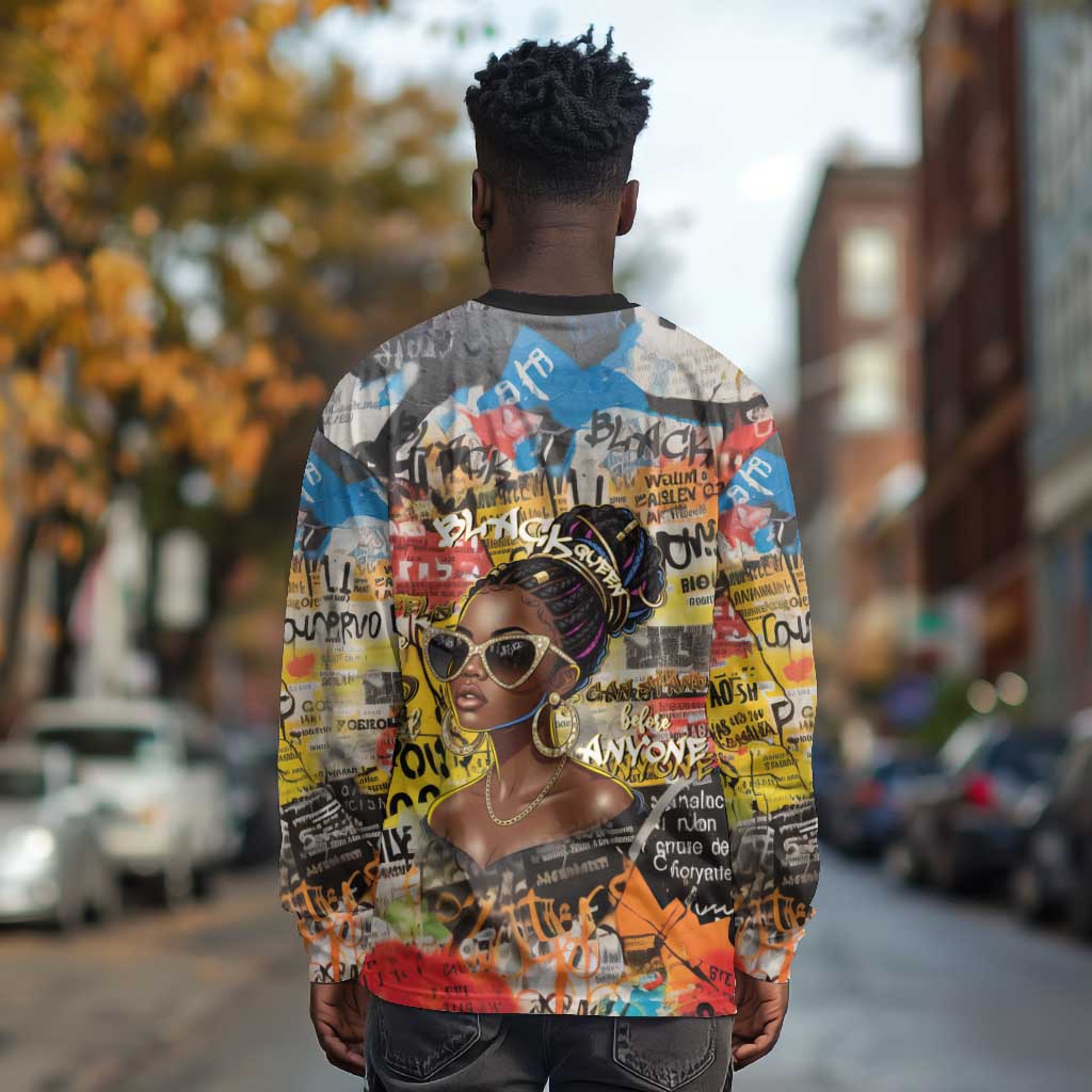 Black Her Story Graffiti Queen Long Sleeve Shirt Black Woman Empowerment - African Pride