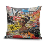 Black Her Story Graffiti Queen Pillow Cover Black Woman Empowerment - African Pride