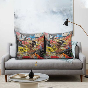Black Her Story Graffiti Queen Pillow Cover Black Woman Empowerment - African Pride
