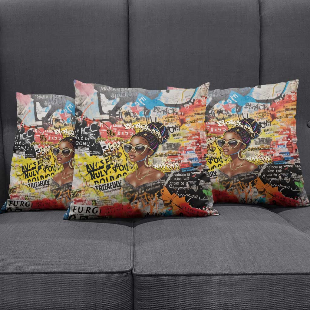 Black Her Story Graffiti Queen Pillow Cover Black Woman Empowerment - African Pride