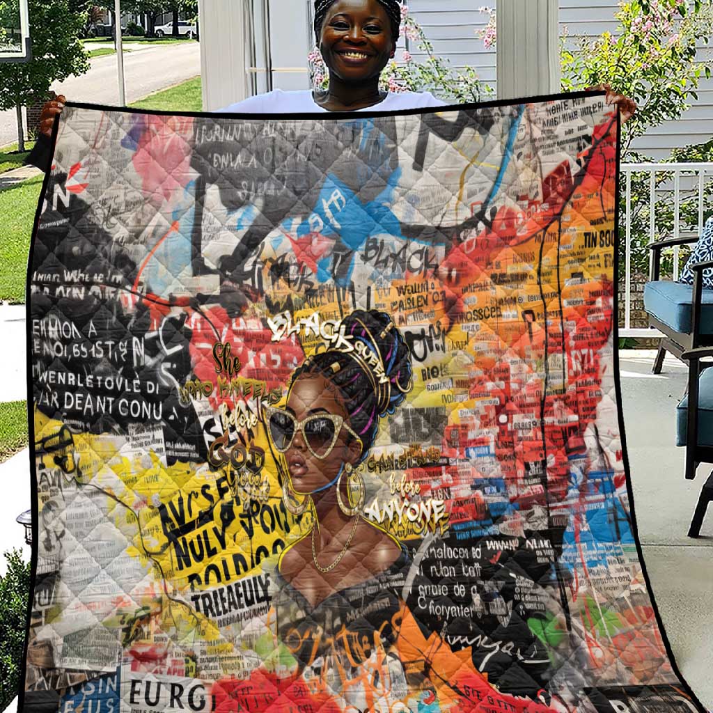 Black Her Story Graffiti Queen Quilt Black Woman Empowerment - African Pride
