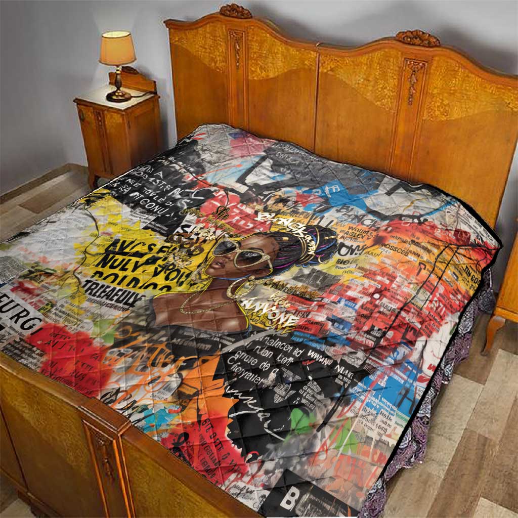 Black Her Story Graffiti Queen Quilt Black Woman Empowerment - African Pride