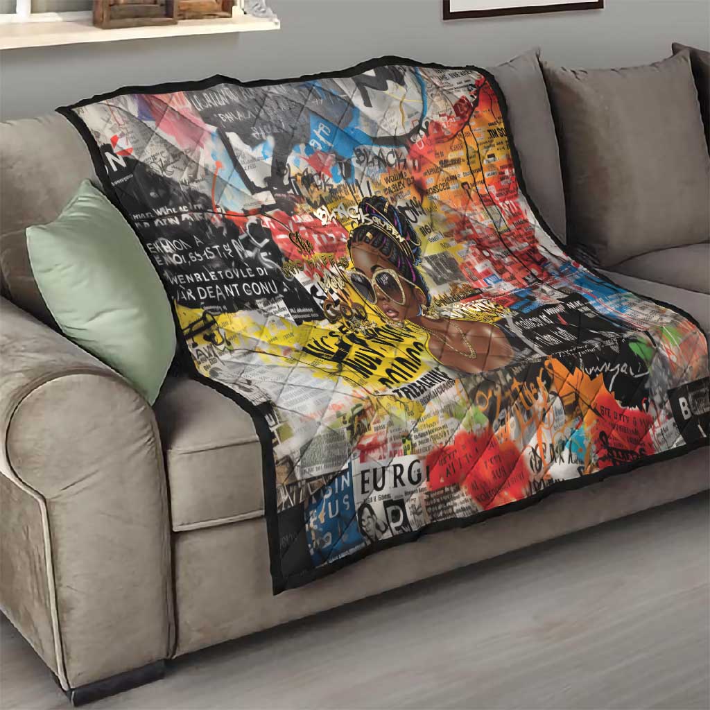 Black Her Story Graffiti Queen Quilt Black Woman Empowerment - African Pride