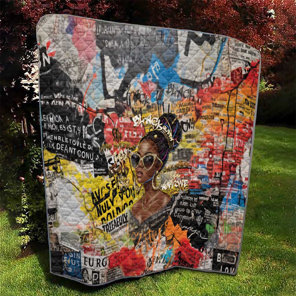 Black Her Story Graffiti Queen Quilt Black Woman Empowerment - African Pride