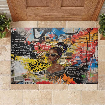 Black Her Story Graffiti Queen Rubber Doormat Black Woman Empowerment - African Pride