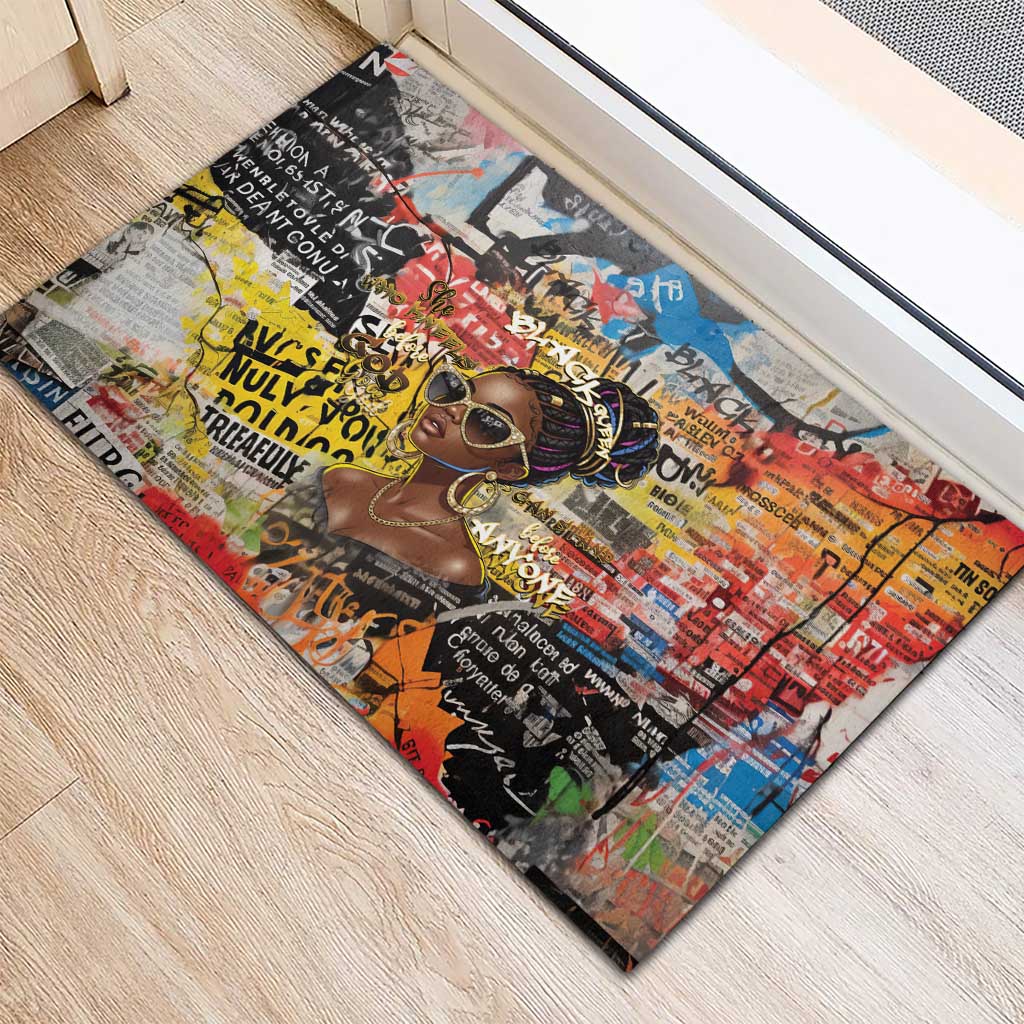 Black Her Story Graffiti Queen Rubber Doormat Black Woman Empowerment - African Pride