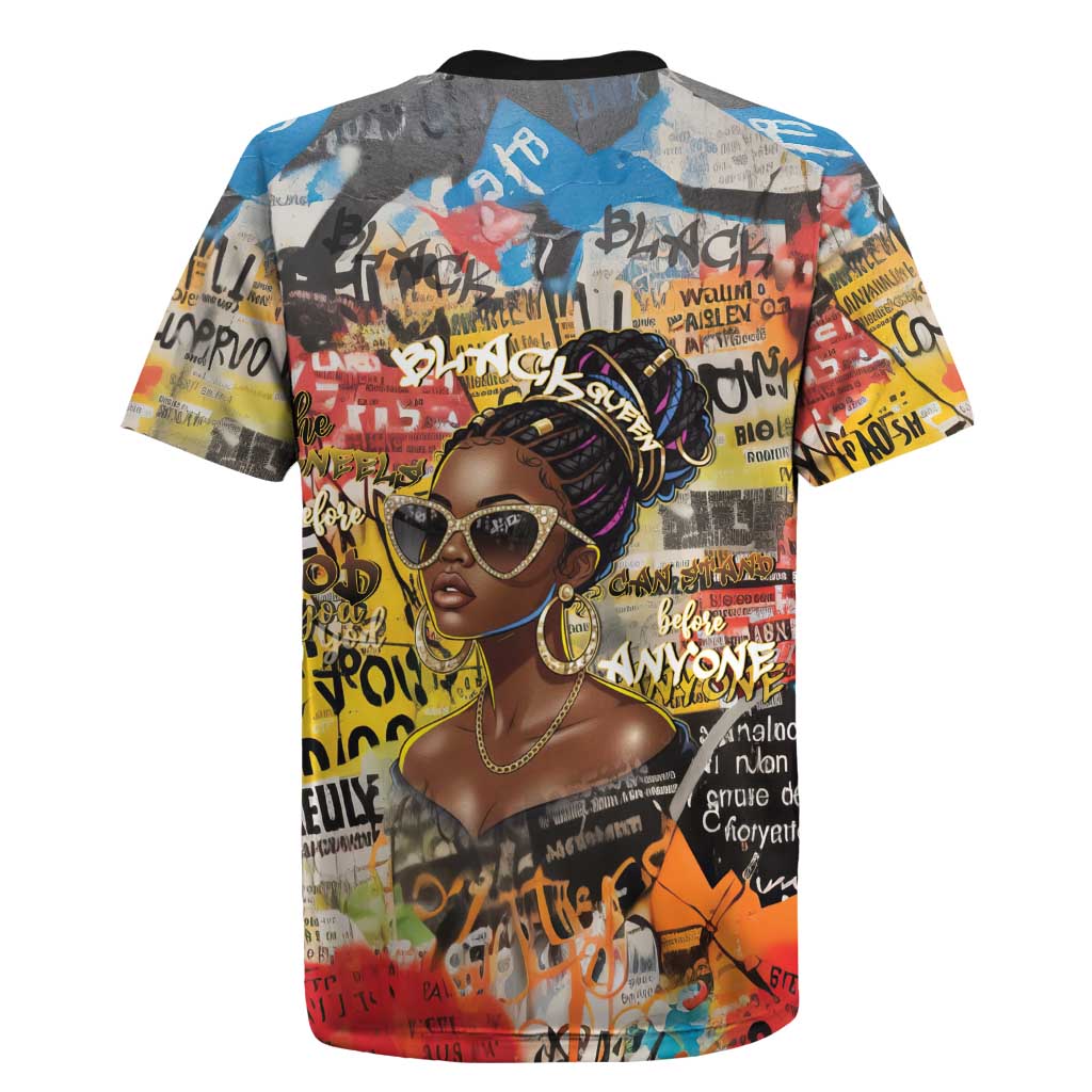 Black Her Story Graffiti Queen Rugby Jersey Black Woman Empowerment - African Pride