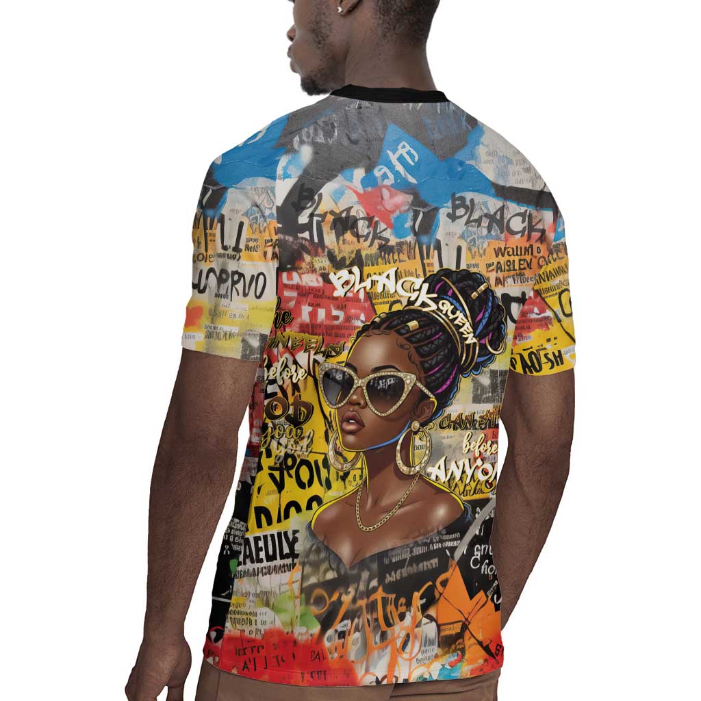Black Her Story Graffiti Queen Rugby Jersey Black Woman Empowerment - African Pride