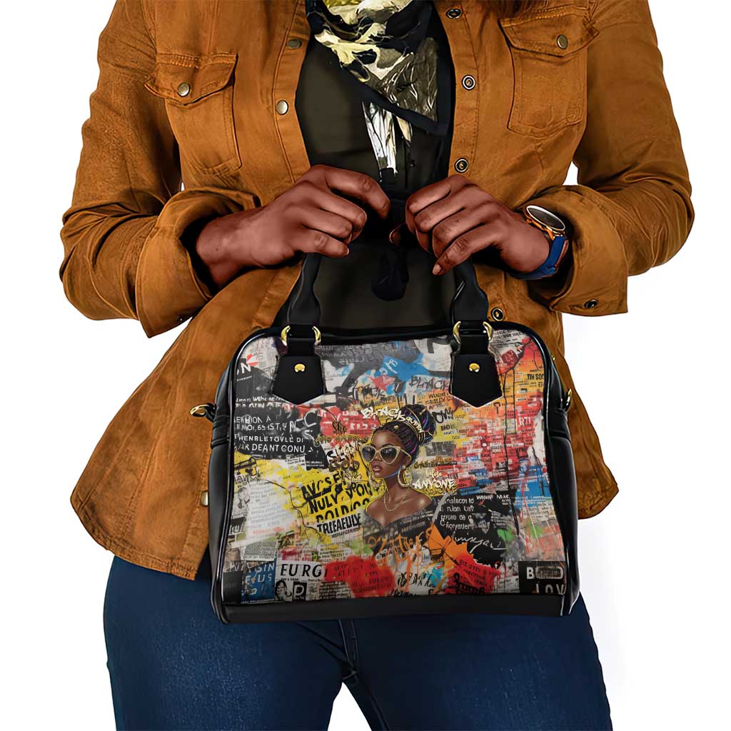 Black Her Story Graffiti Queen Shoulder Handbag Black Woman Empowerment - African Pride