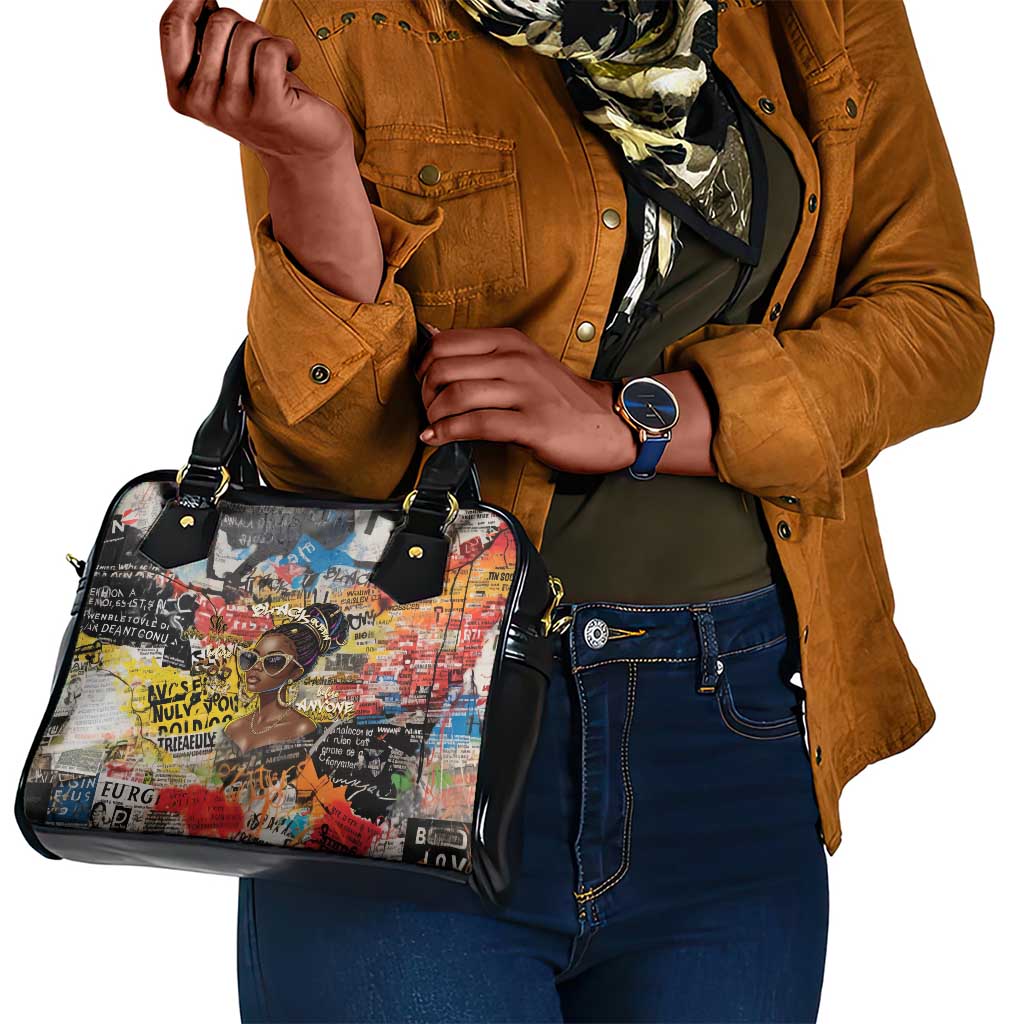 Black Her Story Graffiti Queen Shoulder Handbag Black Woman Empowerment - African Pride