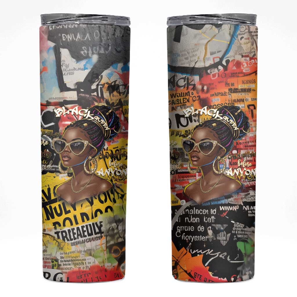 Black Her Story Graffiti Queen Skinny Tumbler Black Woman Empowerment - African Pride