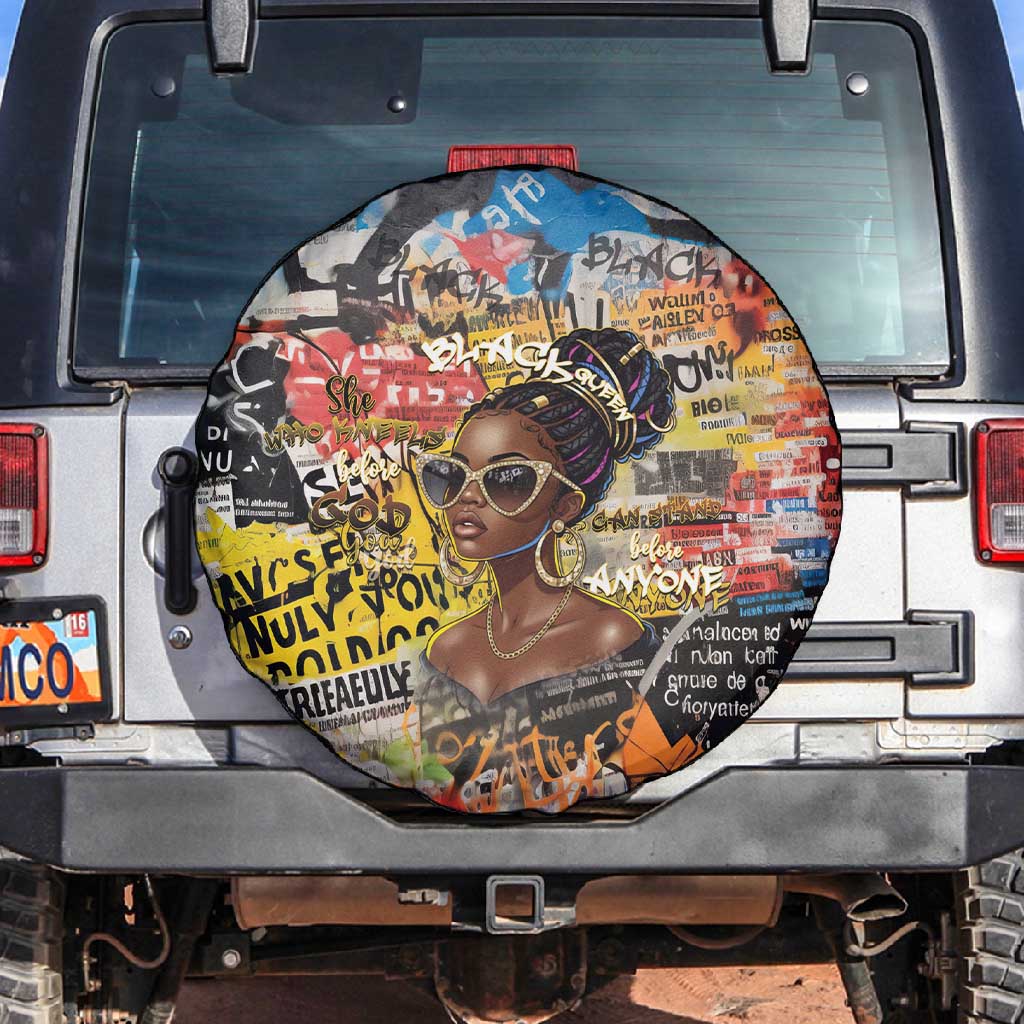Black Her Story Graffiti Queen Spare Tire Cover Black Woman Empowerment - African Pride