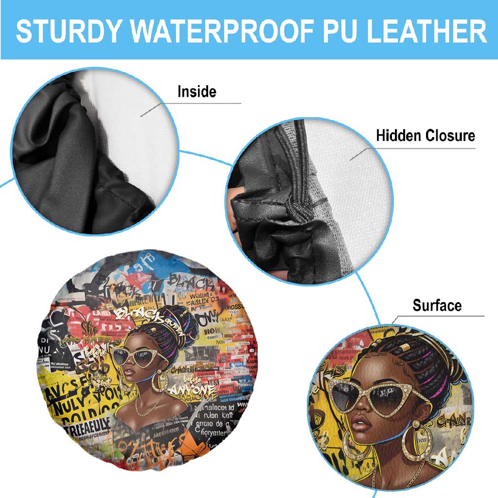 Black Her Story Graffiti Queen Spare Tire Cover Black Woman Empowerment - African Pride