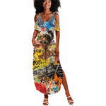 Black Her Story Graffiti Queen Summer Maxi Dress Black Woman Empowerment - African Pride
