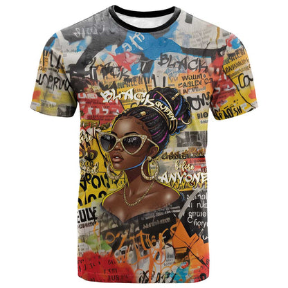 Black Her Story Graffiti Queen T shirt Black Woman Empowerment - African Pride