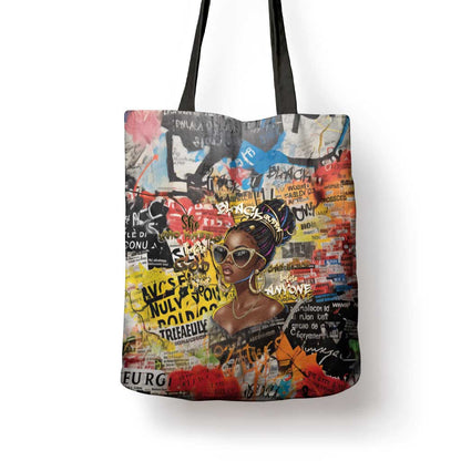 Black Her Story Graffiti Queen Tote Bag Black Woman Empowerment - African Pride