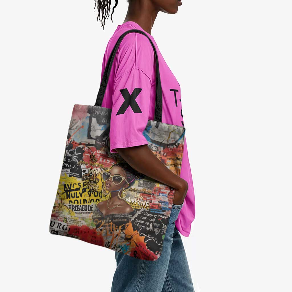 Black Her Story Graffiti Queen Tote Bag Black Woman Empowerment - African Pride