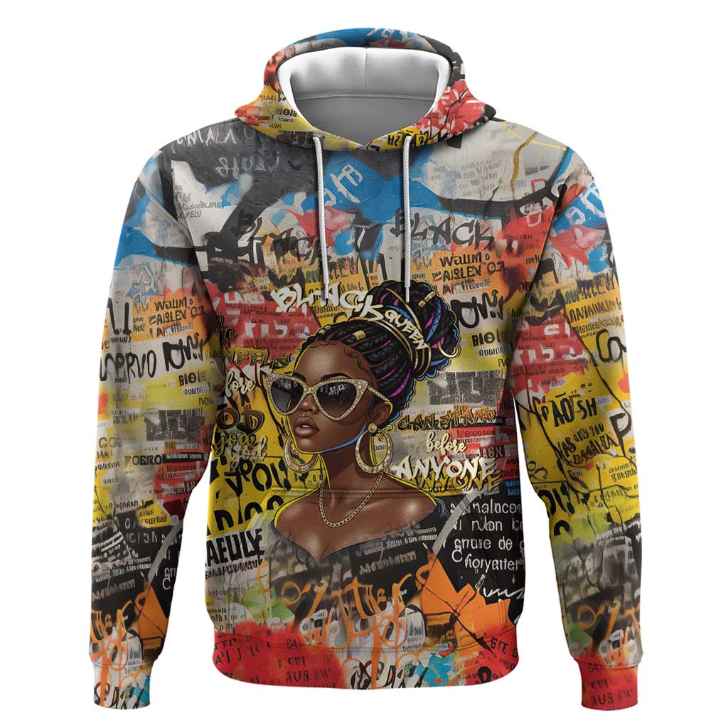 Black Her Story Graffiti Queen Zip Hoodie Black Woman Empowerment - African Pride