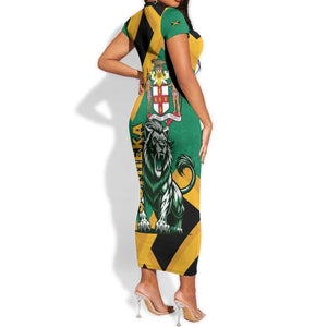 Jumieka Short Sleeve Bodycon Dress Lion With Coat Of Arms LT15