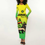 Custom Jamaica Football Long Sleeve Bodycon Dress Go Champions LT15