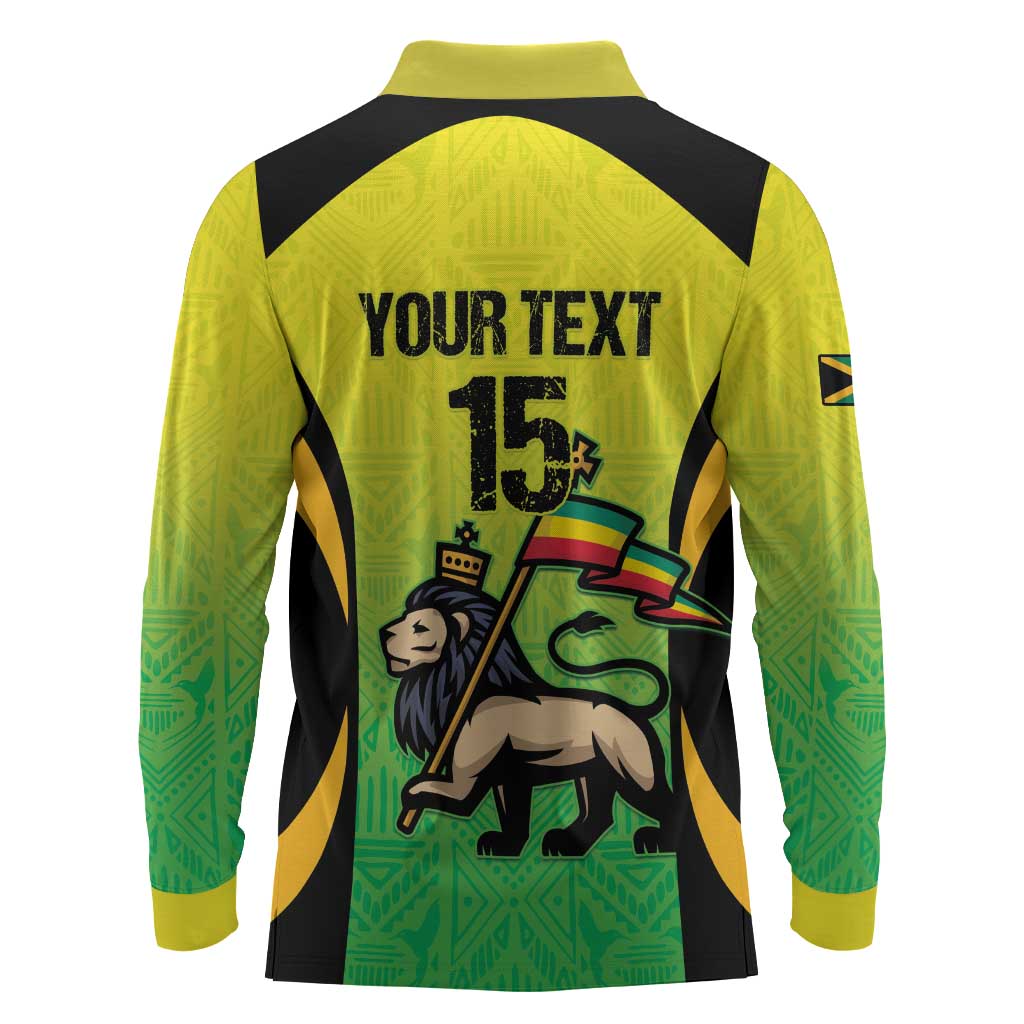 Custom Jamaica Football Long Sleeve Polo Shirt Go Champions