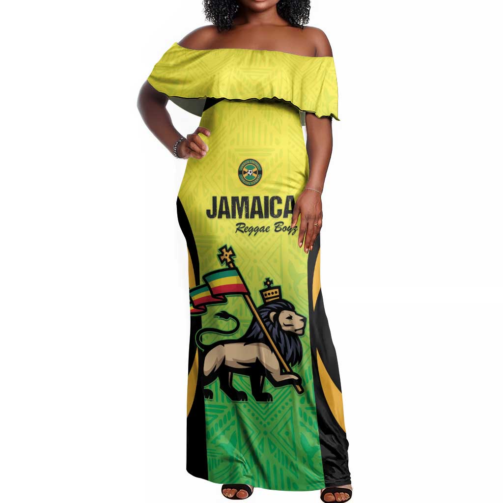 Custom Jamaica Football Off Shoulder Maxi Dress Go Champions