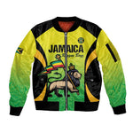 Custom Jamaica Football Sleeve Zip Bomber Jacket Go Champions