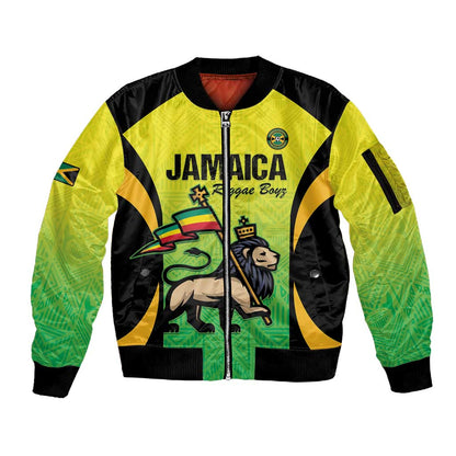Custom Jamaica Football Sleeve Zip Bomber Jacket Go Champions