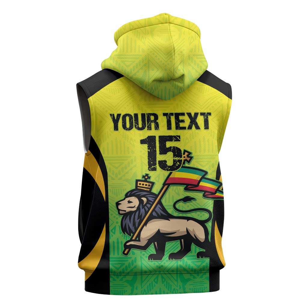 Custom Jamaica Football Sleeveless Zip Hoodie Go Champions - African Pride