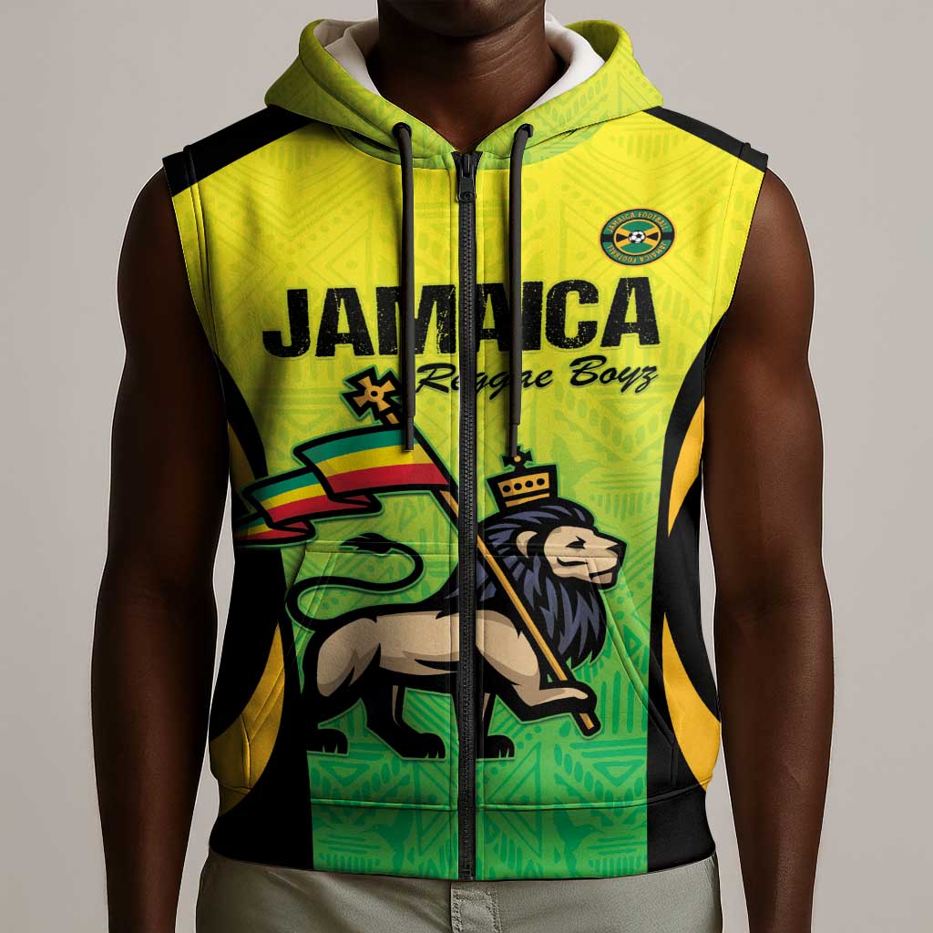Custom Jamaica Football Sleeveless Zip Hoodie Go Champions - African Pride
