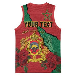Personalised Morocco Basketball Jersey Coat Of Arms - Islamic Mix African Patterns LT15