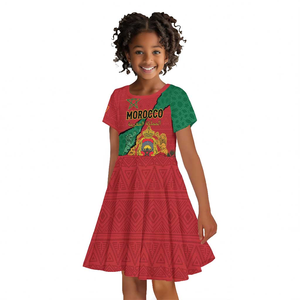 Personalised Morocco Kid Short Sleeve Dress Coat Of Arms - Islamic Mix African Patterns