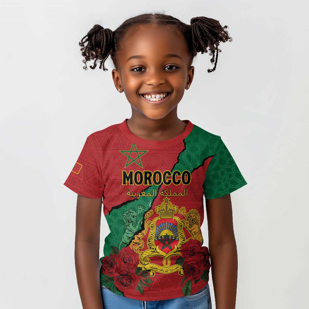 Personalised Morocco Kid T shirt Coat Of Arms - Islamic Mix African Patterns