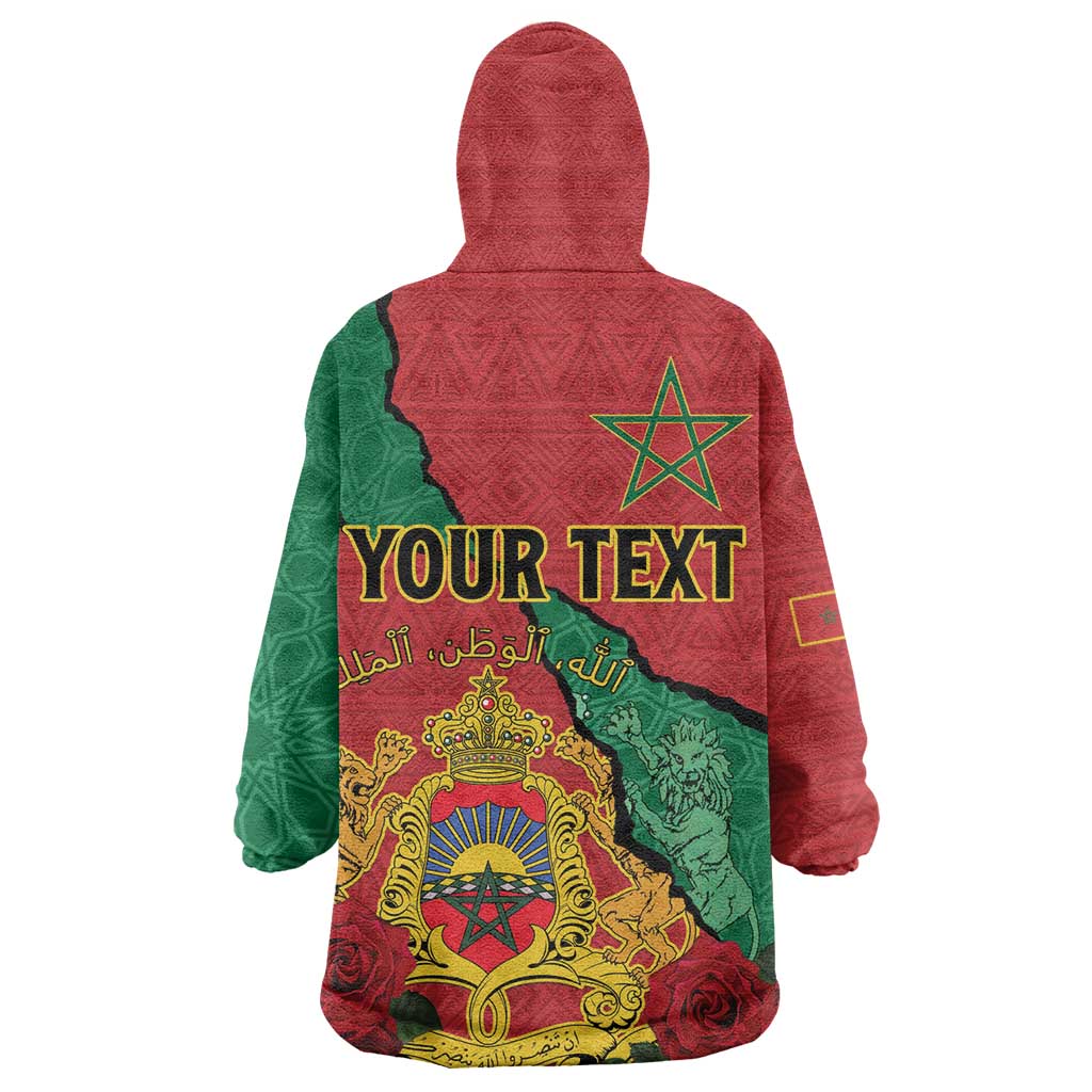 Personalised Morocco Kid Wearable Blanket Hoodie Coat Of Arms - Islamic Mix African Patterns