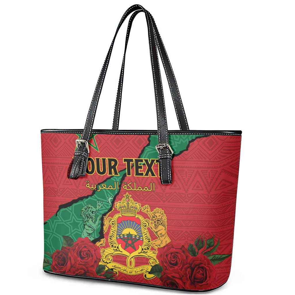 Personalised Morocco Leather Tote Bag Coat Of Arms - Islamic Mix African Patterns