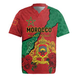 Personalised Morocco Rugby Jersey Coat Of Arms - Islamic Mix African Patterns