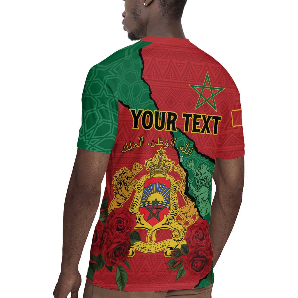 Personalised Morocco Rugby Jersey Coat Of Arms - Islamic Mix African Patterns