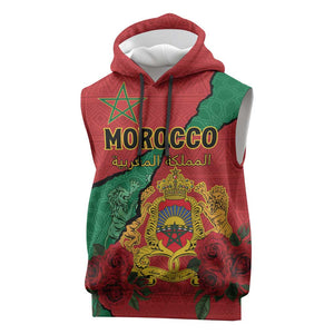 Personalised Morocco Sleeveless Hoodie Coat Of Arms - Islamic Mix African Patterns - African Pride