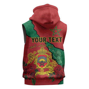 Personalised Morocco Sleeveless Hoodie Coat Of Arms - Islamic Mix African Patterns - African Pride