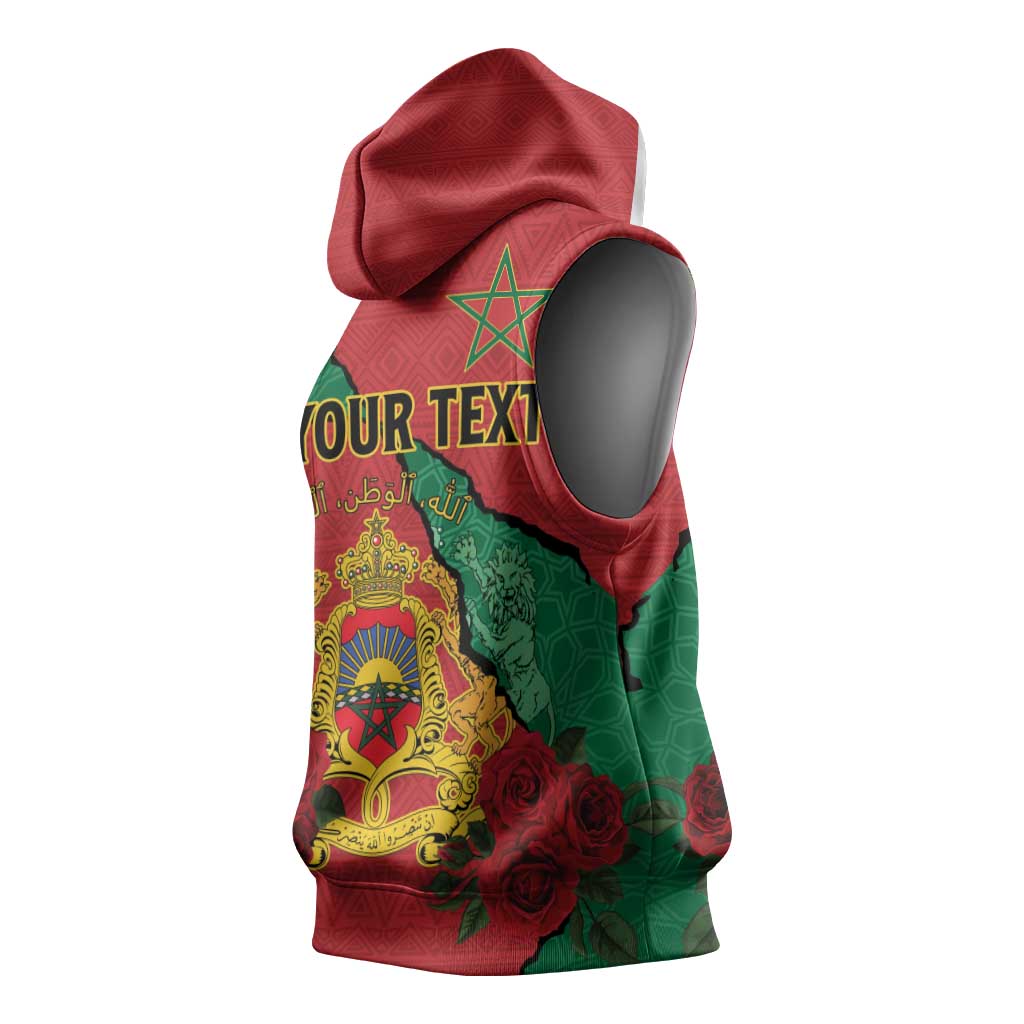 Personalised Morocco Sleeveless Hoodie Coat Of Arms - Islamic Mix African Patterns - African Pride