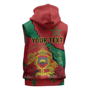 Personalised Morocco Sleeveless Zip Hoodie Coat Of Arms - Islamic Mix African Patterns - African Pride