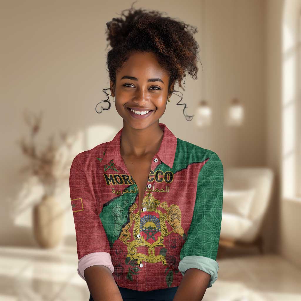 Personalised Morocco Women Casual Shirt Coat Of Arms - Islamic Mix African Patterns