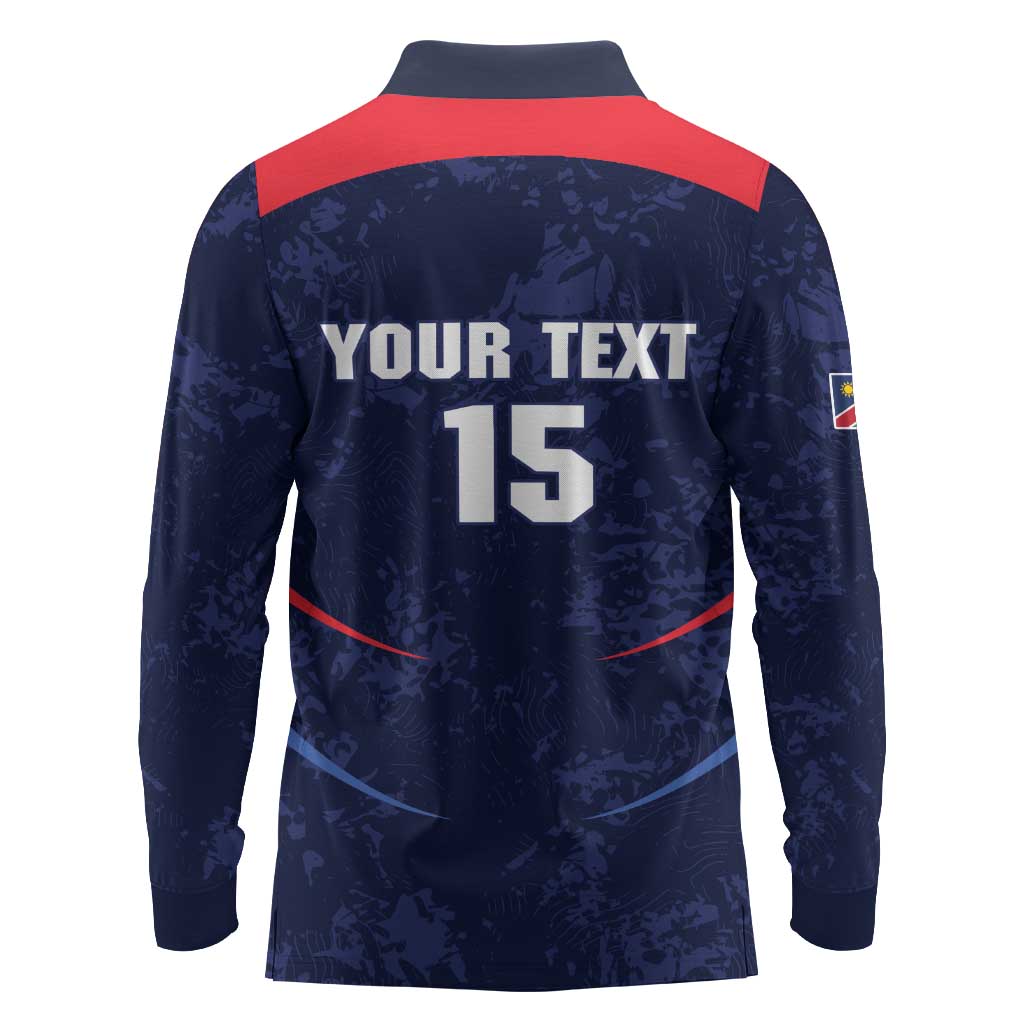 Namibia Cricket Custom Long Sleeve Polo Shirt Come On Eagles
