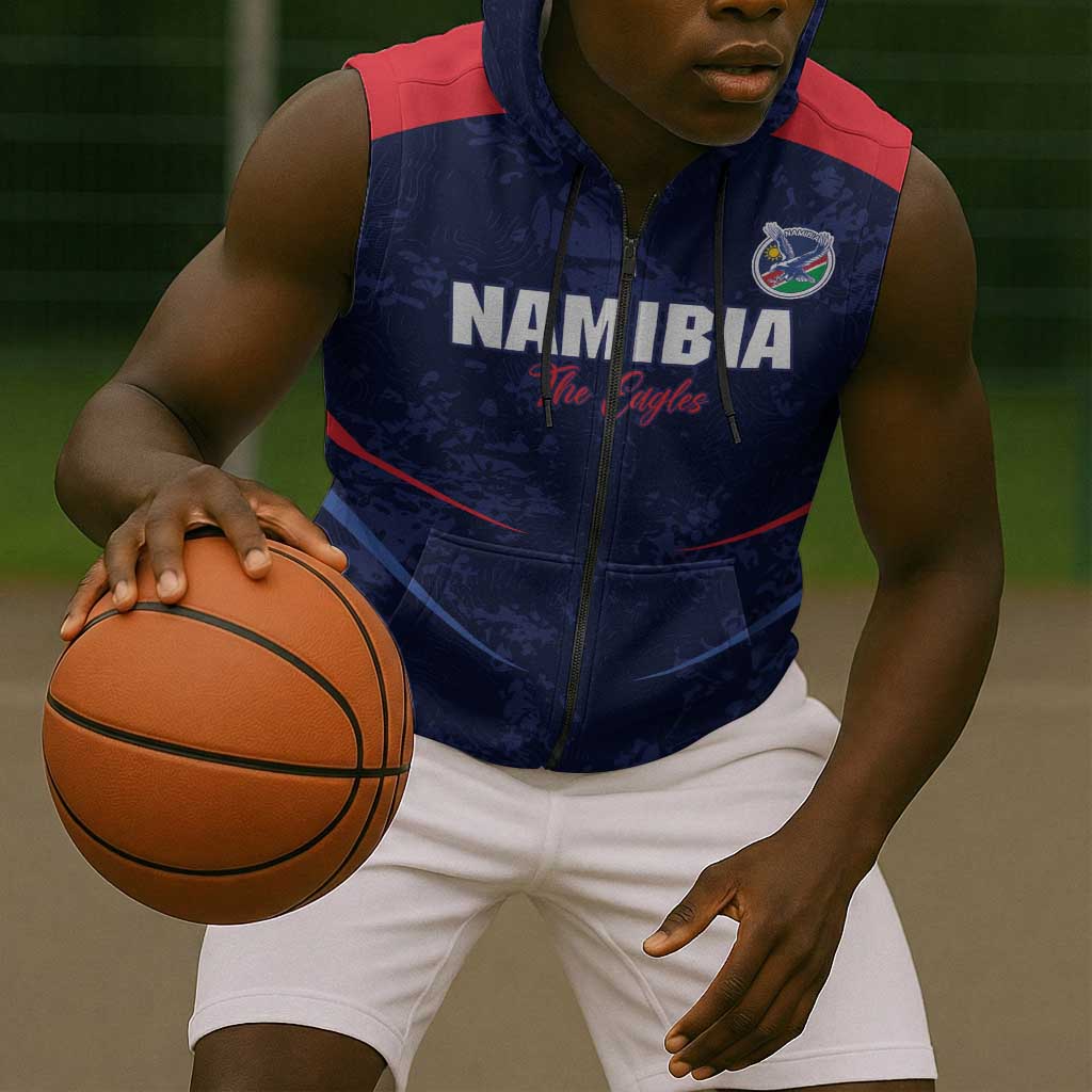Namibia Cricket Custom Sleeveless Zip Hoodie Come On Eagles