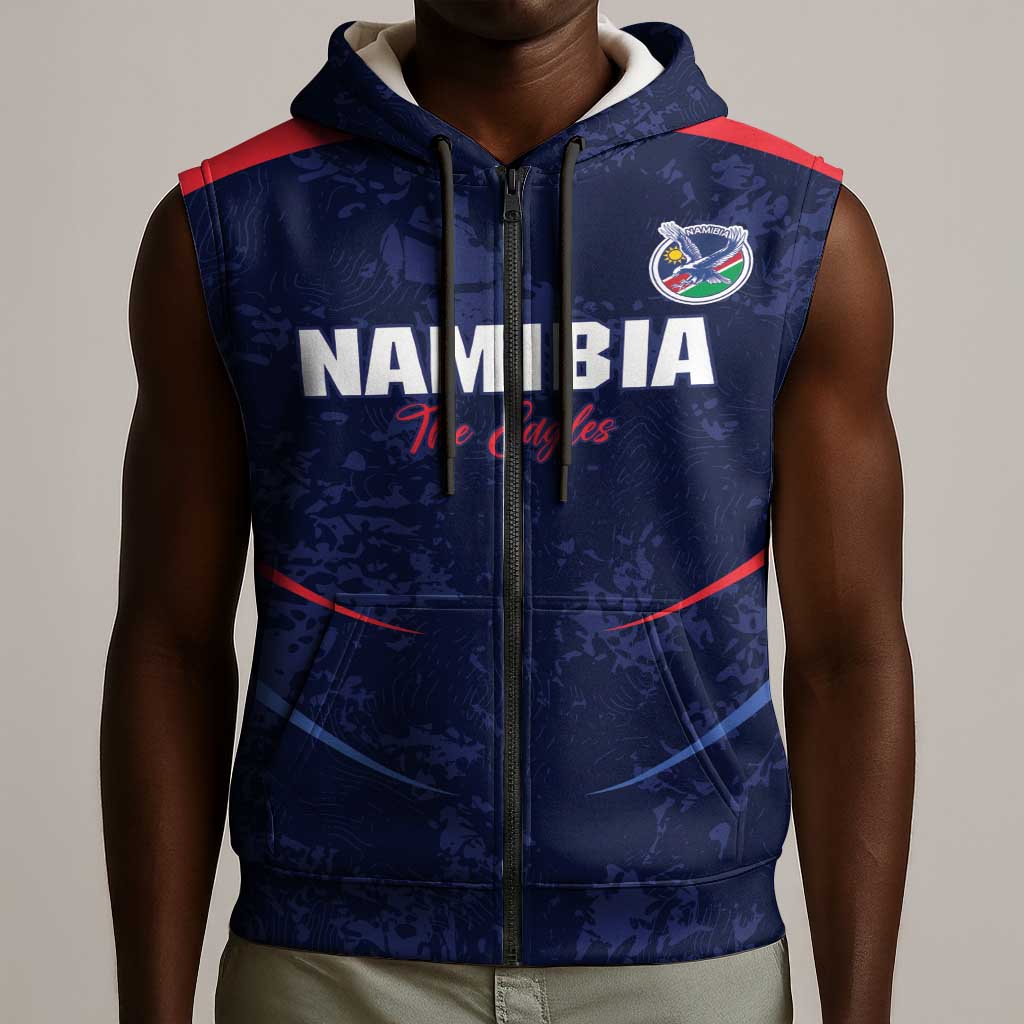 Namibia Cricket Custom Sleeveless Zip Hoodie Come On Eagles