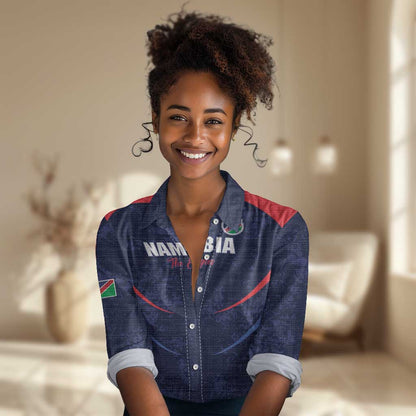 Namibia Cricket Custom Women Casual Shirt Come On Eagles